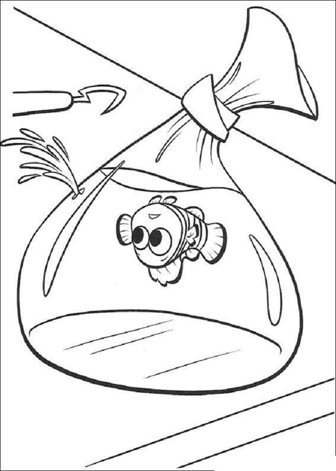 coloriage nemo dans un sac plastique